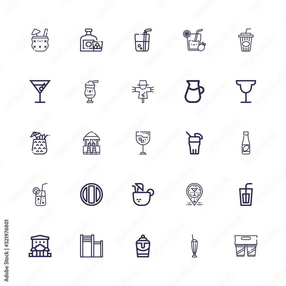 Editable 25 straw icons for web and mobile