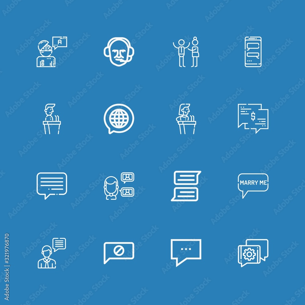 Fototapeta premium Editable 16 dialog icons for web and mobile