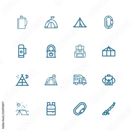 Editable 16 camping icons for web and mobile