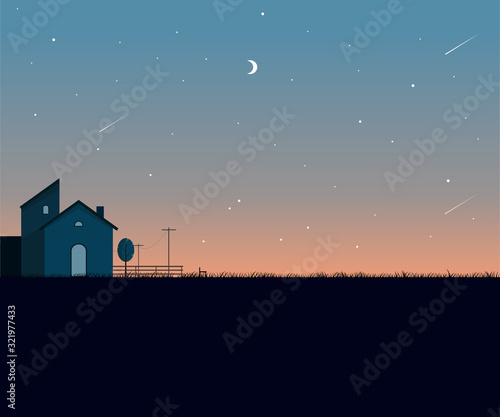 night home with  background stars- vector illustration