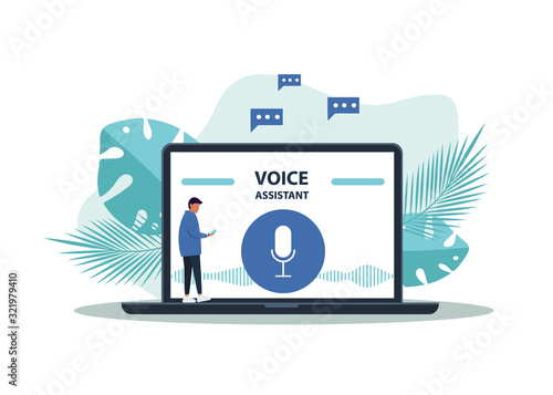 AI, Voice Assistant, Speech Driven Modern User Interface, Business Networks Concept Design