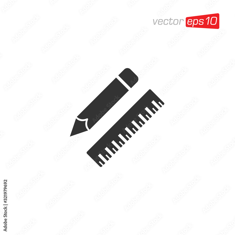 Pencil and Ruler Icon Design Vector Pencil and Ruler Icon Design Vector