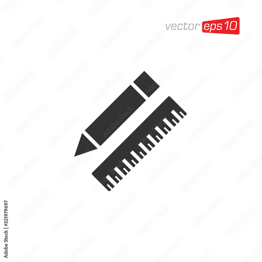 Pencil and Ruler Icon Design Vector Pencil and Ruler Icon Design Vector