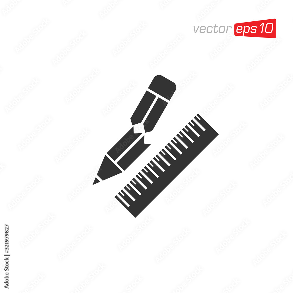 Pencil and Ruler Icon Design Vector Pencil and Ruler Icon Design Vector