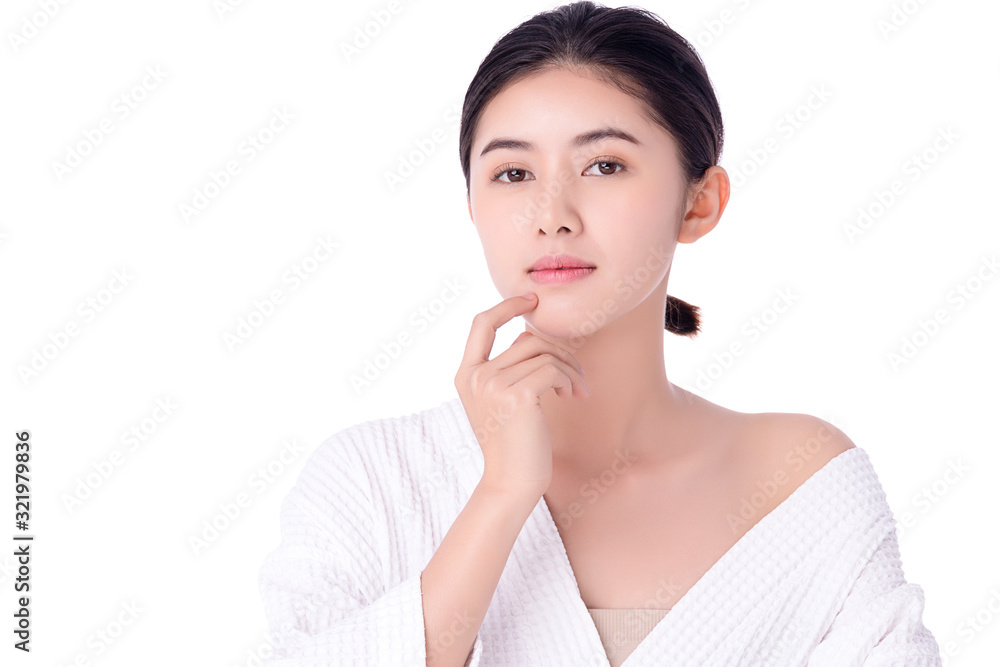 Portrait beautiful young asian woman clean fresh bare skin concept. Asian girl beauty face skincare and health wellness, Facial treatment, Perfect skin, Natural make up. Isolated on white background. Portrait beautiful young asian woman clean fresh bare skin concept. Asian girl beauty face skincare and health wellness, Facial treatment, Perfect skin, Natural make up. Isolated on white background.