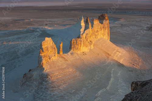 High rocks in Mangystau Kazakhstan steppe