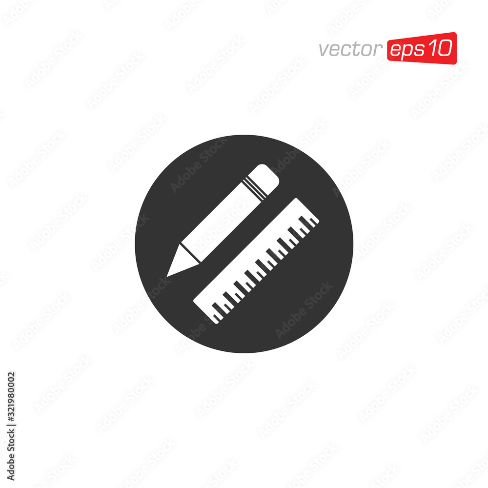Pencil and Ruler Icon Design Vector Pencil and Ruler Icon Design Vector