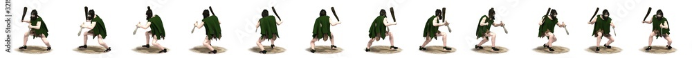 3D rendering, warrior character, illustration 3D rendering, warrior character, illustration