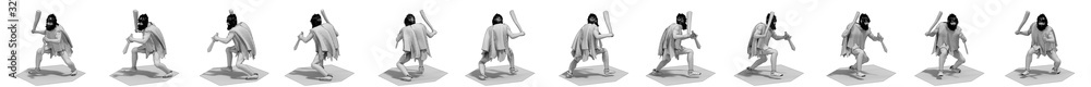 3D rendering, warrior character, illustration 3D rendering, warrior character, illustration
