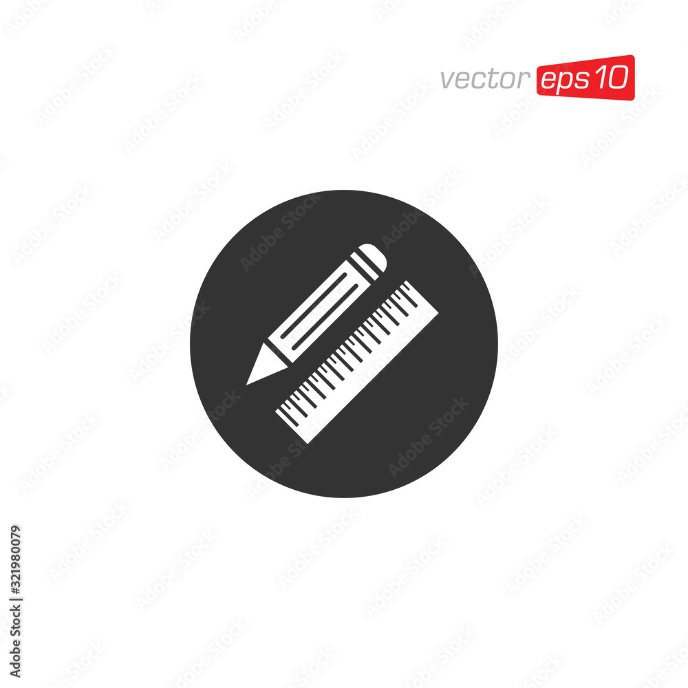 Pencil and Ruler Icon Design Vector Pencil and Ruler Icon Design Vector