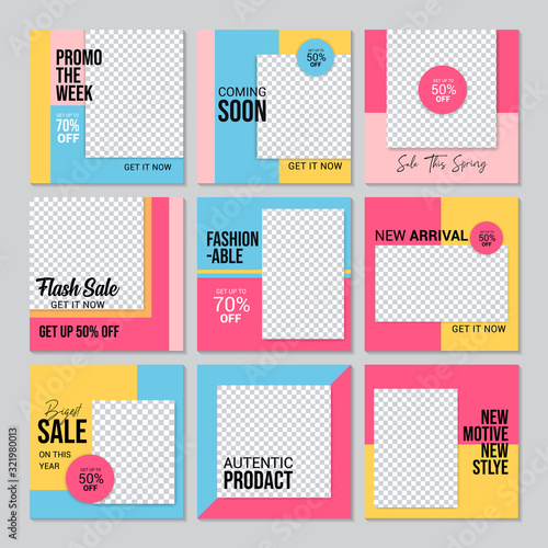 Wallpaper Mural set of slides trendy editable social media & digital post template. vol 12 Torontodigital.ca