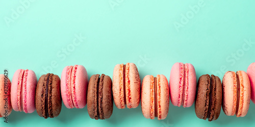 Bild auf Leinwand Macarons banner with copy space