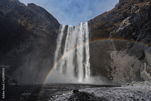 Beautiful Skogafoss waterfall at Iceland