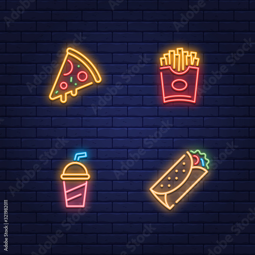 Neon Street Fast Food Sign