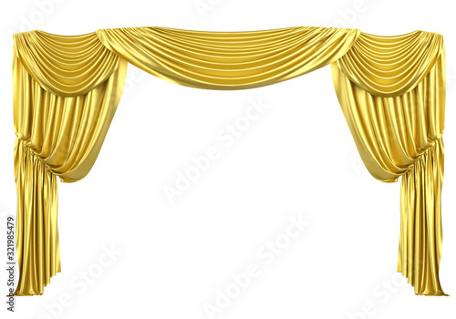 Gold Theatre Curtain Isolated
