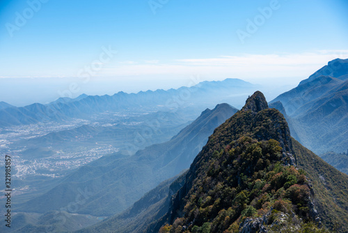 Monterrey Nuevo León México Aerial view of Chipinque Mountain range against cloudy sky. 
