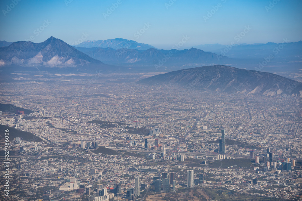 Monterrey Nuevo León México City Aerial view street and building