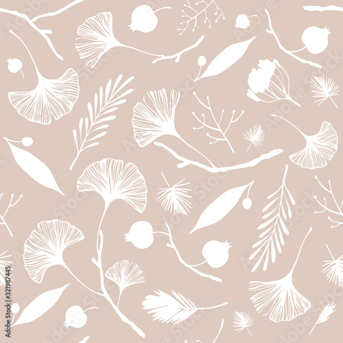 Plakat Seamless pattern with ginkgo leaves.