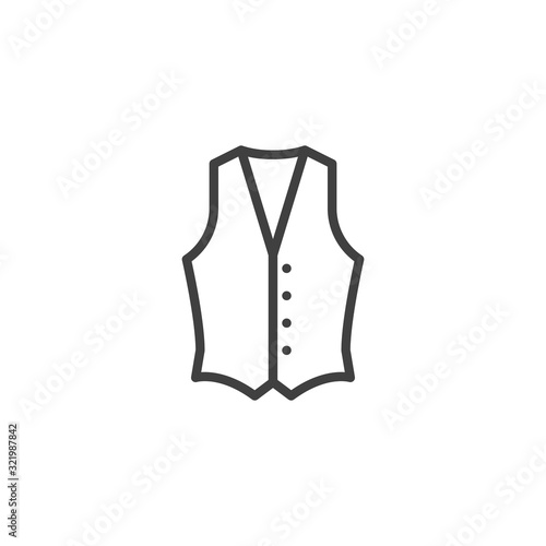 Mens waistcoat line icon. linear style sign for mobile concept and web design. Waistcoat jacket outline vector icon. Symbol, logo illustration. Vector graphics