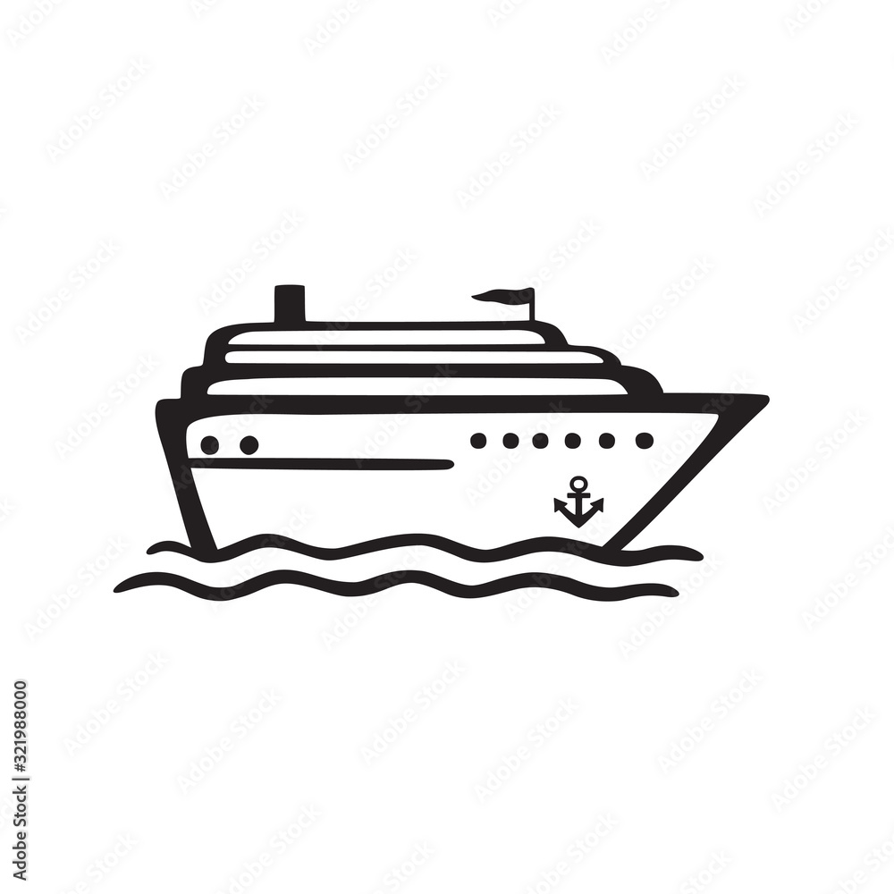 Sea cruise liner. Cartoon linear vector icon isolated on white background. Sea cruise liner. Cartoon linear vector icon isolated on white background.
