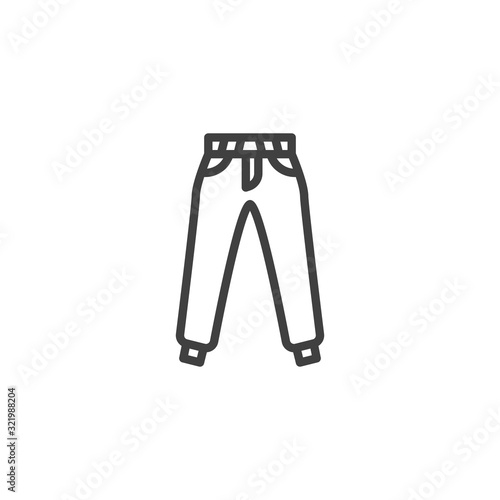 Pants trousers line icon. linear style sign for mobile concept and web design. Sport Sweatpants outline vector icon. Symbol, logo illustration. Vector graphics