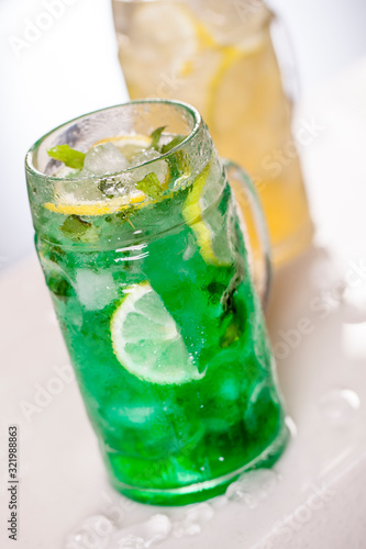 cold mojito drink with mint