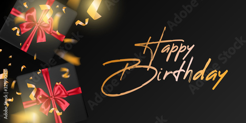 Happy Birthday card template with gifts
