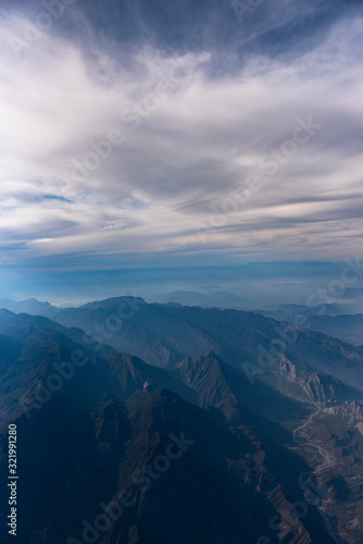 Monterrey Nuevo León México Aerial view of Chipinque Mountain range against cloudy sky. 