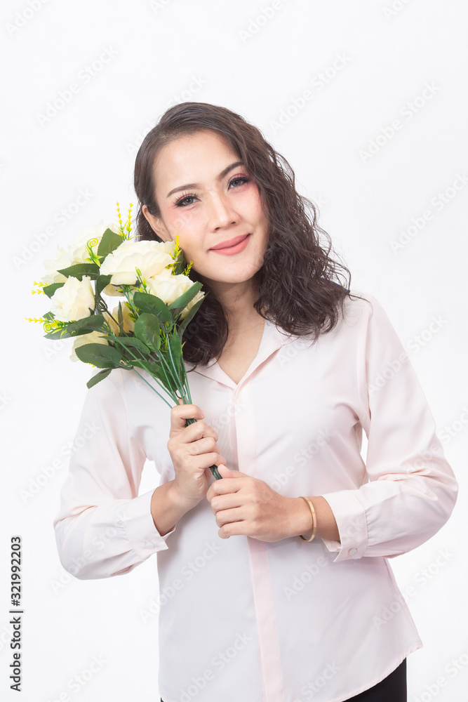 Girl and a rose in her hand