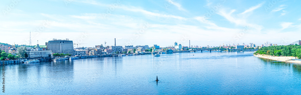 Panorama of the Dnieper River. Kiev city
