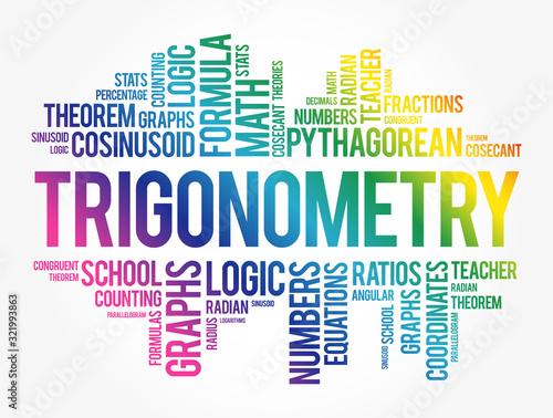 Trigonometry word cloud collage, education concept background