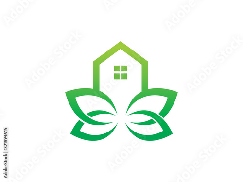 Leaf and House Logo Template Design Vector