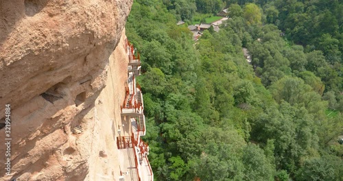 Maijishan Cave-Temple Complex in Tianshui city, Gansu Province China. A mountain with religious caves on the Silk Road