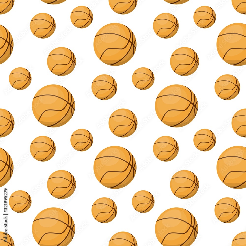 Basket balls Seamless pattern. Vector basketball sport