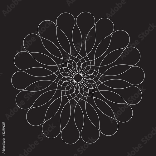 linear flake flower white black