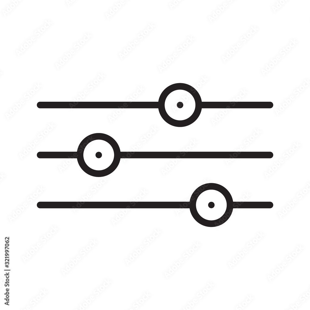 Adjustment icon. Thin line art template for setting logo. Black simple illustration. Contour isolated vector image on white background. Symbol for level control in program interface Adjustment icon. Thin line art template for setting logo. Black simple illustration. Contour isolated vector image on white background. Symbol for level control in program interface