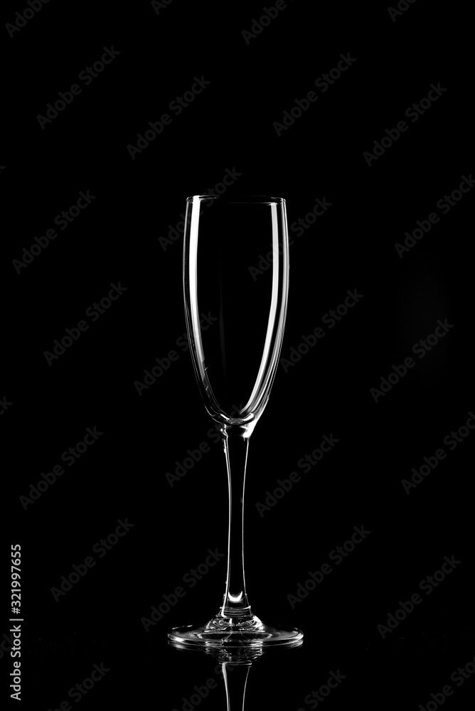 Empty glass silhouette isolated on black background
