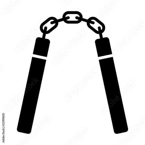 Nunchucks or nunchaku weapon flat vector icon for games and websites photo
