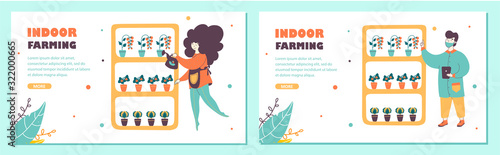 Indoor farming promo landing page templates set