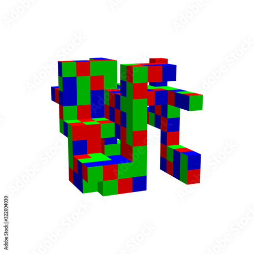 Abstract 3d construction. Isolated on white background. Vector colorful illustration.