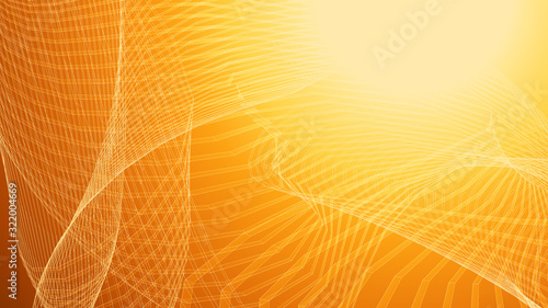Dot orange wave light screen gradient texture background. Abstract  technology big data digital background. 3d rendering.