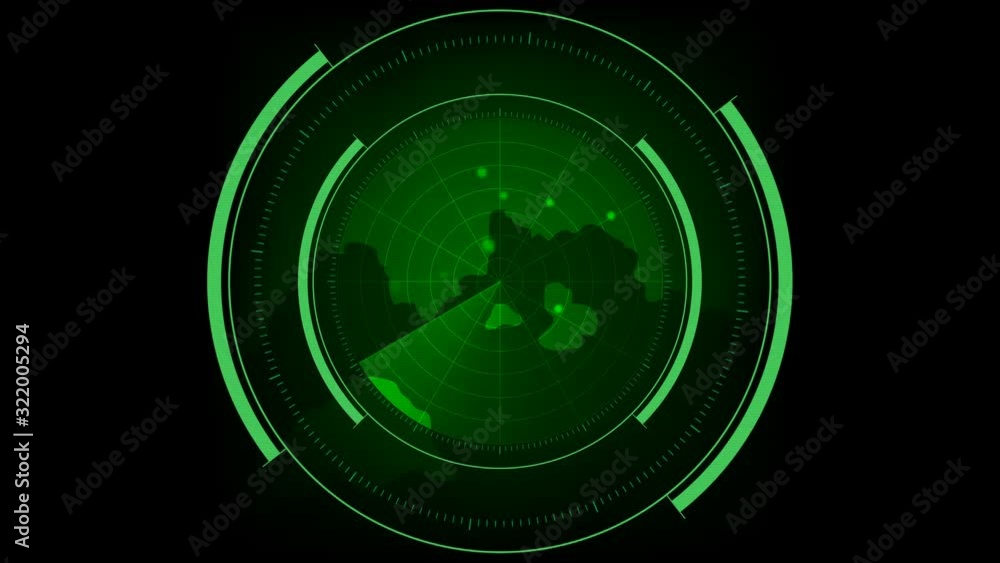 Radar HUD Screen Animation with moving targets. Sonar Screen For ...