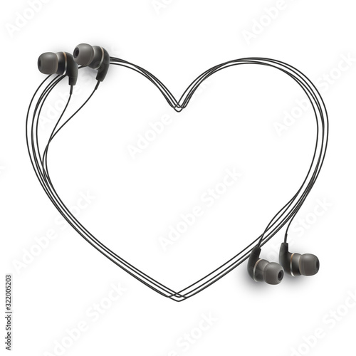 Innovative music quotation template in headphones quotes isolated on backdrop. Creative banner illustration with quote in a frame wire with Black quotes. speech bubble Template modern headset design.