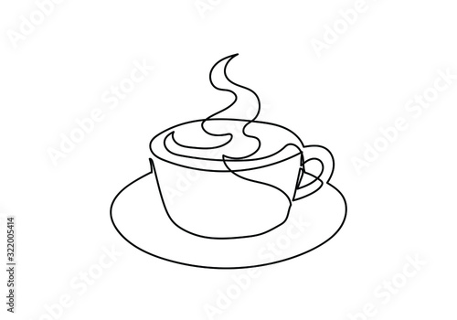 Continuous one line drawing of cup of coffee. © feelartfeelant