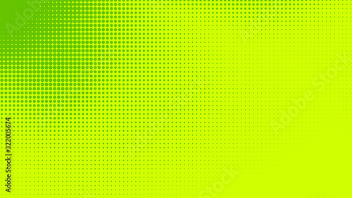 Fototapeta Kropkuje halftone zielonego koloru wzoru gradientową teksturę z technologii cyfrowym tłem. Kropki pop-artu z grafiką natury.