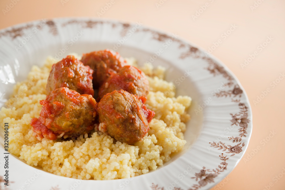 Meatballs with typical Moroccan couscous Meatballs with typical Moroccan couscous