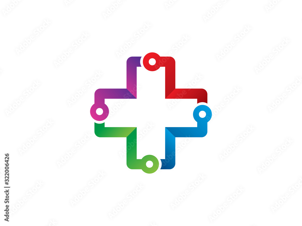 Fototapeta premium medical technology logo template design, icon, symbol