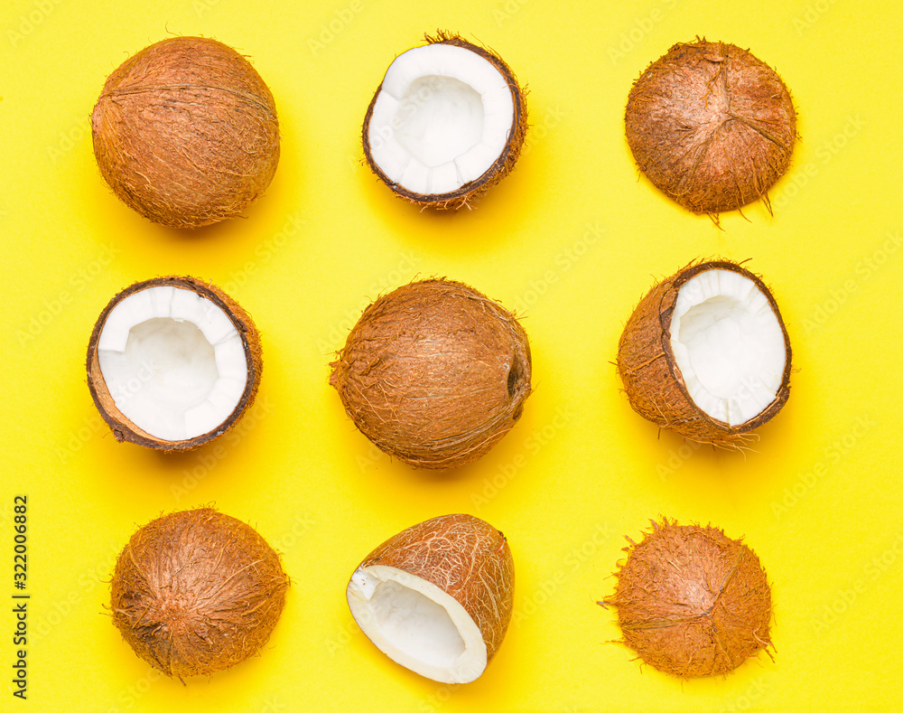 Ripe coconuts on color background Ripe coconuts on color background