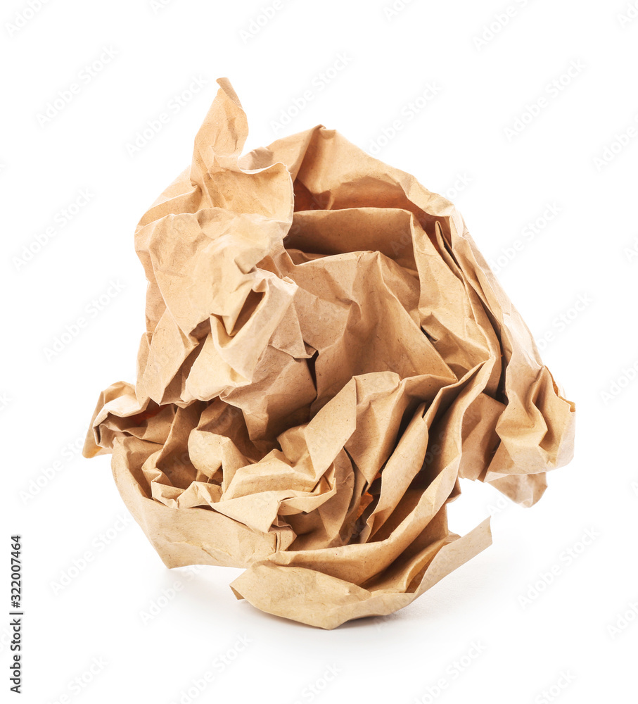 Crumpled paper on white background. Recycling concept Crumpled paper on white background. Recycling concept