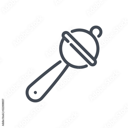 Baby rattle toy line icon. Beanbag toy for baby vector outline sign.
